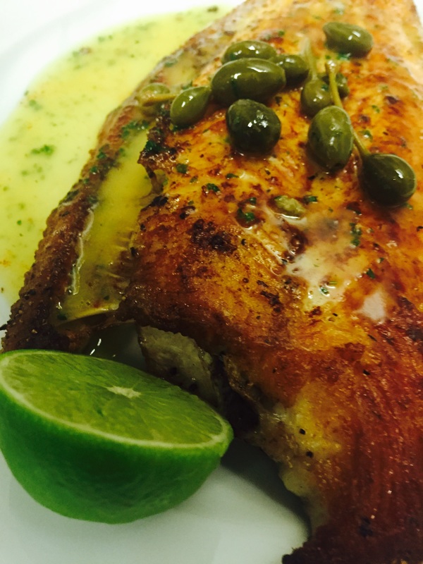 Market fish prepared at Woods Restaurant